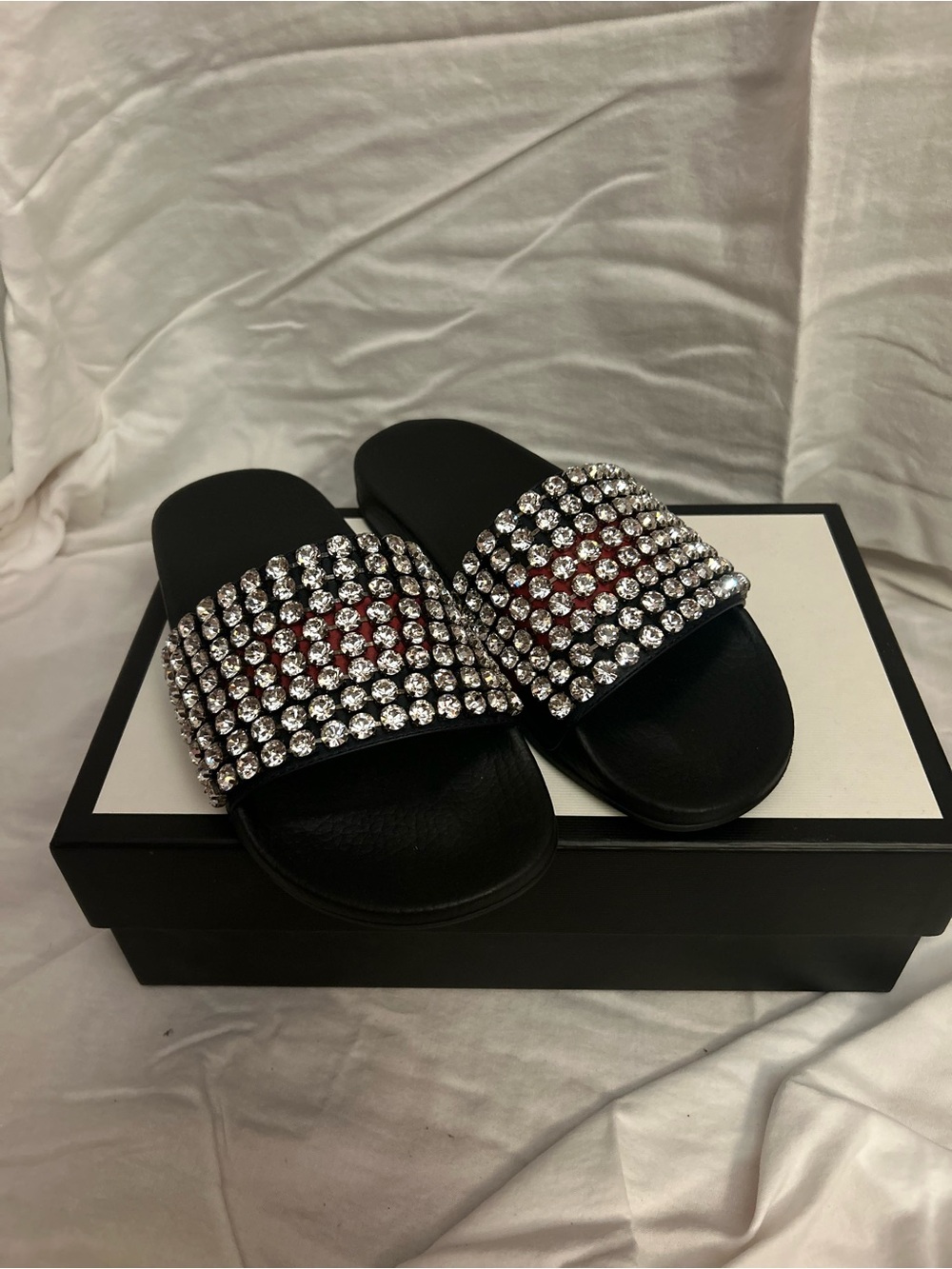 CRYSTAL GUCCI SLIDES